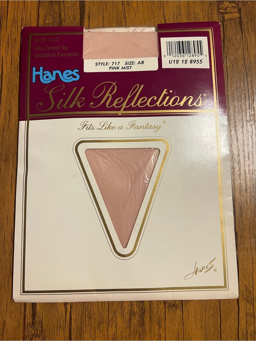 Vtg Hanes Silk Reflections 717 Sz AB Pink Mist Control Top Pantyhose-Sandalfoot